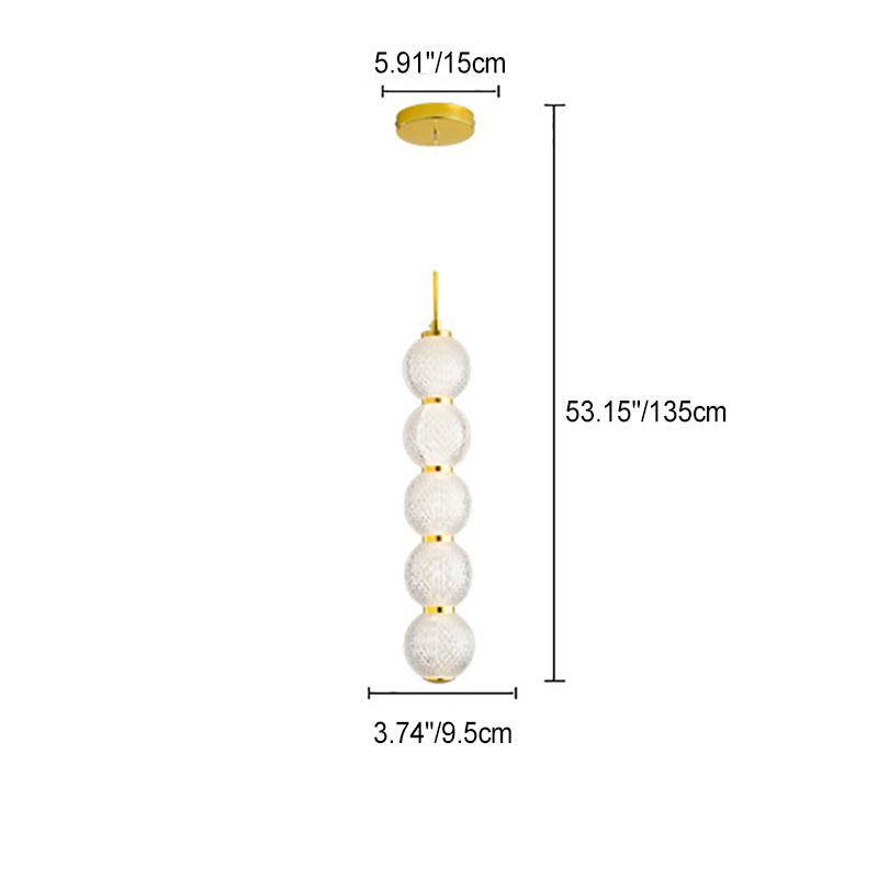 Lámpara de Araña Contemporánea Nórdica Redonda de Bola de Línea Larga de Acrílico y Hierro con 3/5 Luces para Sala de Estar 