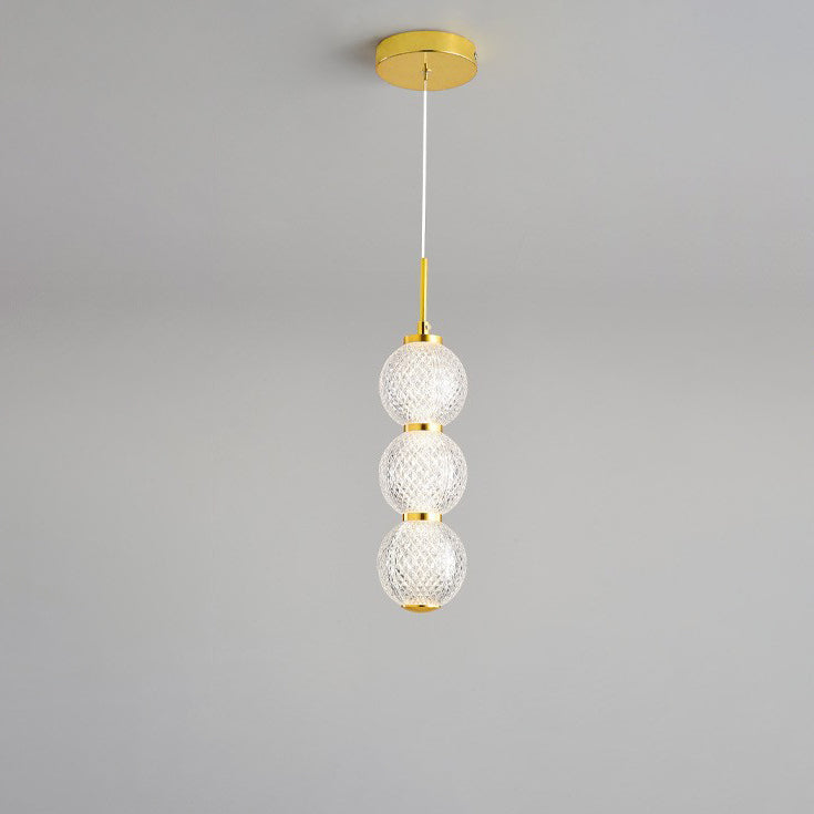 Lámpara de Araña Contemporánea Nórdica Redonda de Bola de Línea Larga de Acrílico y Hierro con 3/5 Luces para Sala de Estar 