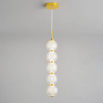 Lámpara de Araña Contemporánea Nórdica Redonda de Bola de Línea Larga de Acrílico y Hierro con 3/5 Luces para Sala de Estar 