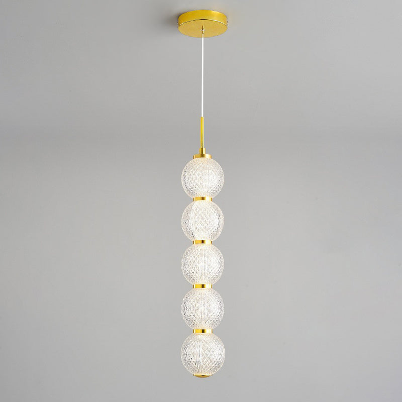 Lámpara de Araña Contemporánea Nórdica Redonda de Bola de Línea Larga de Acrílico y Hierro con 3/5 Luces para Sala de Estar 