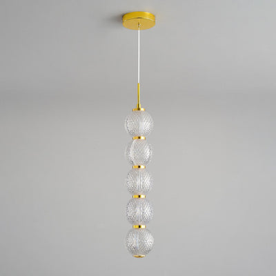 Lámpara de Araña Contemporánea Nórdica Redonda de Bola de Línea Larga de Acrílico y Hierro con 3/5 Luces para Sala de Estar 