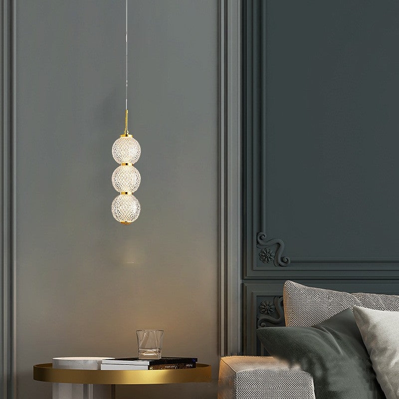 Lámpara de Araña Contemporánea Nórdica Redonda de Bola de Línea Larga de Acrílico y Hierro con 3/5 Luces para Sala de Estar 