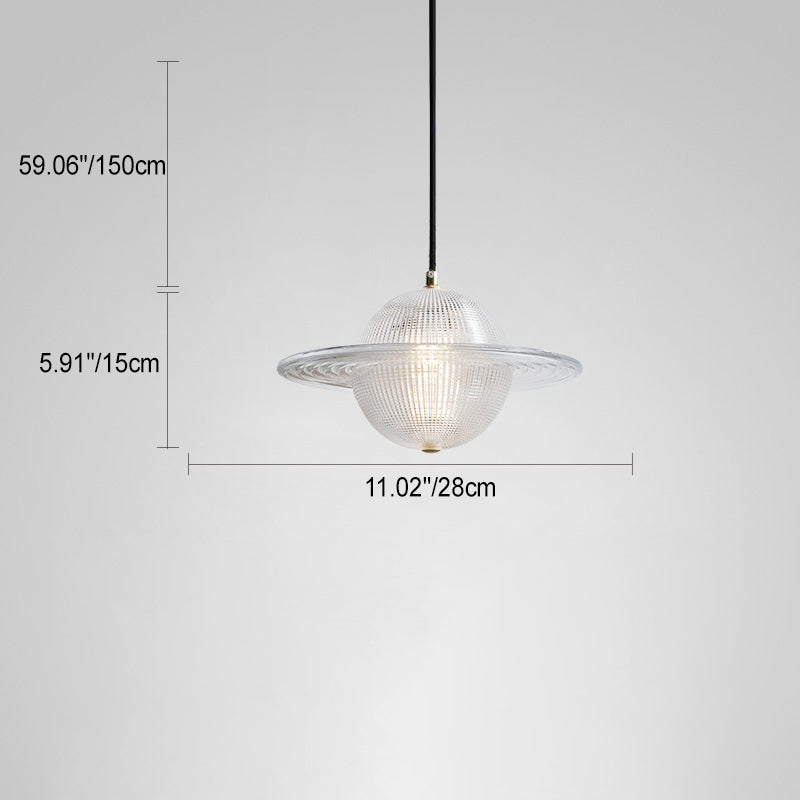Zeitgenössische kreative Planet Runde Glas Eisen LED Pendelleuchte für Schlafzimmer 