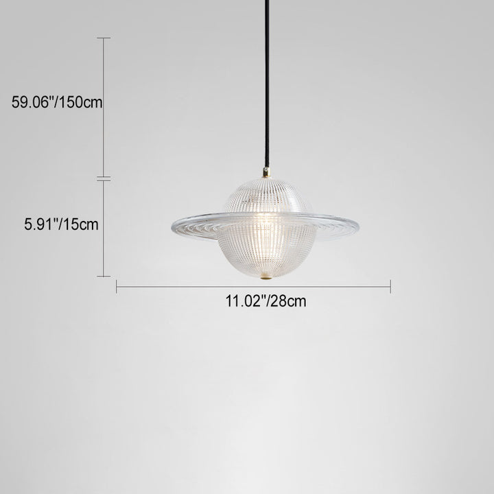Zeitgenössische kreative Planet Runde Glas Eisen LED Pendelleuchte für Schlafzimmer 