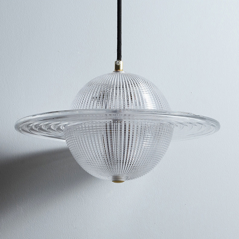 Zeitgenössische kreative Planet Runde Glas Eisen LED Pendelleuchte für Schlafzimmer 