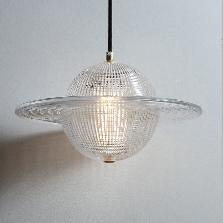 Zeitgenössische kreative Planet Runde Glas Eisen LED Pendelleuchte für Schlafzimmer 
