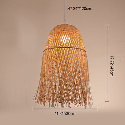 Couvercle de pot de poulpe chinois traditionnel en bambou rond 1-lumière suspension pour salon 