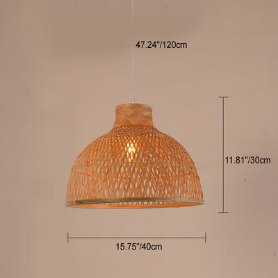 Couvercle de pot de poulpe chinois traditionnel en bambou rond 1-lumière suspension pour salon 