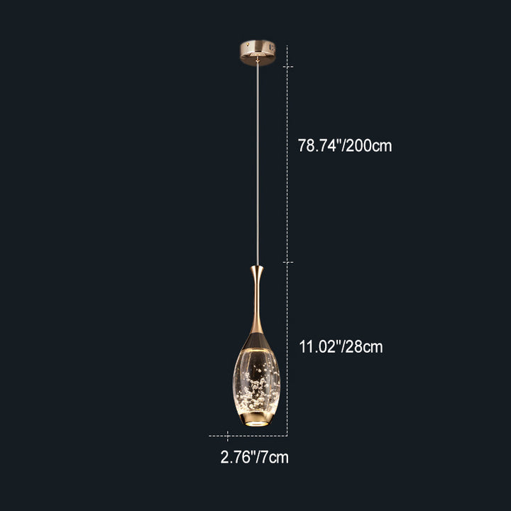 Modern Luxury Water Drop Shape Round Crystal Aluminum LED Pendant Light For Bedroom