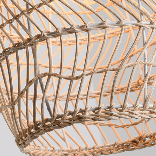 Suspension lumineuse à 1 lumière en fer sisal avec découpe ronde japonaise traditionnelle pour salon 