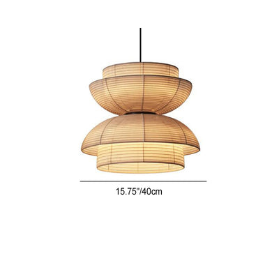 Lustre suspendu 1 lumière en fer avec tissu en forme de bol semi-circulaire japonais traditionnel pour salon 