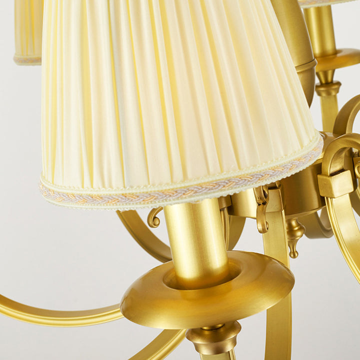 Traditioneller Vintage Ast Gebogener Zylinder Stoff Messing 3/6/8/10/15 Licht Kronleuchter für Wohnzimmer 