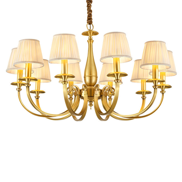 Traditioneller Vintage Ast Gebogener Zylinder Stoff Messing 3/6/8/10/15 Licht Kronleuchter für Wohnzimmer 