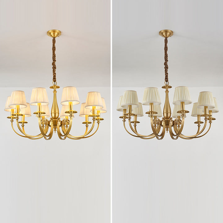 Traditioneller Vintage Ast Gebogener Zylinder Stoff Messing 3/6/8/10/15 Licht Kronleuchter für Wohnzimmer 