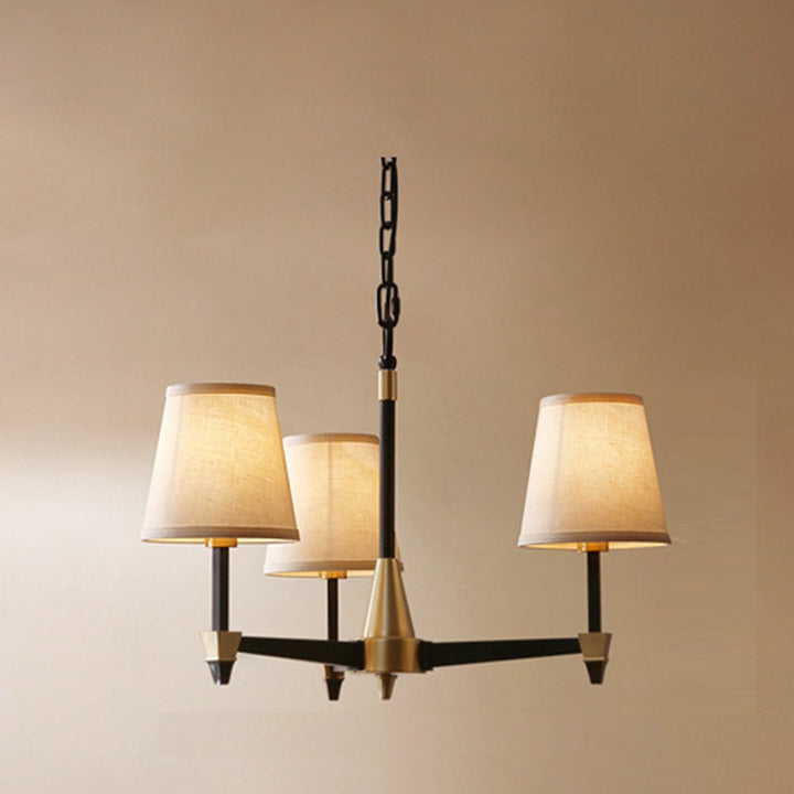 Lustre Traditionnel Vintage Rond Branche Lin Cuivre 3/6/8/10 Lumières Pour Salon 