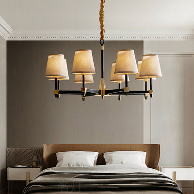 Traditional Vintage Round Branch Linen Copper 3/6/8/10 Light Chandelier For Living Room