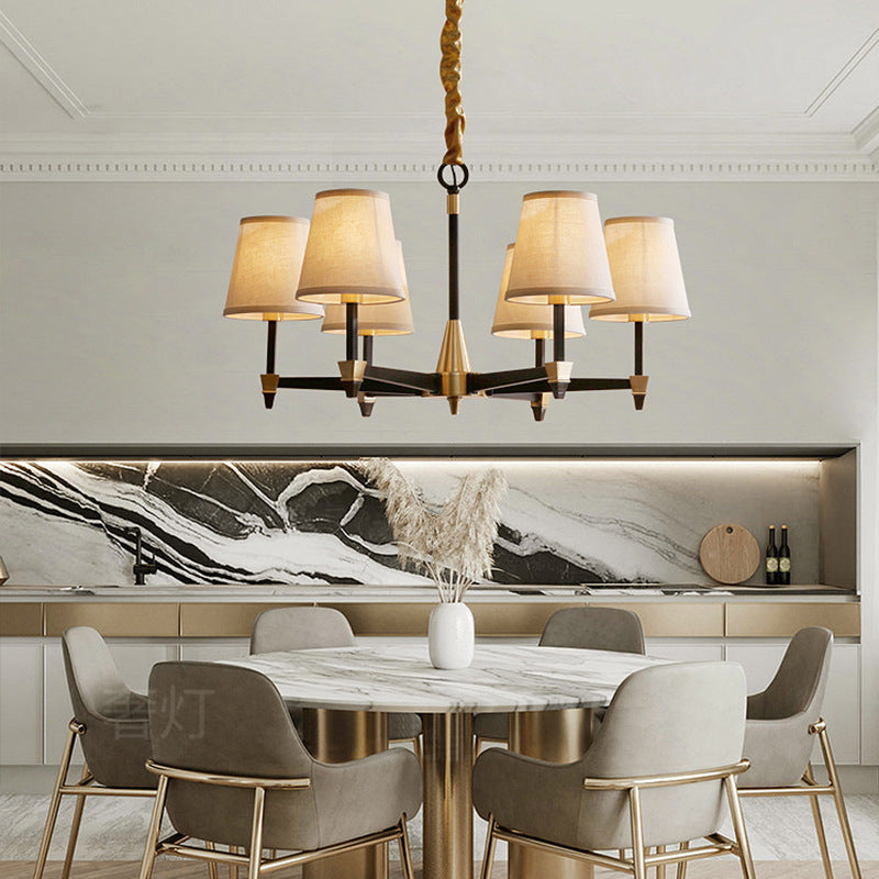 Traditional Vintage Round Branch Linen Copper 3/6/8/10 Light Chandelier For Living Room