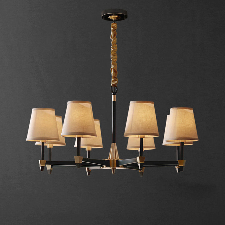 Lustre Traditionnel Vintage Rond Branche Lin Cuivre 3/6/8/10 Lumières Pour Salon 