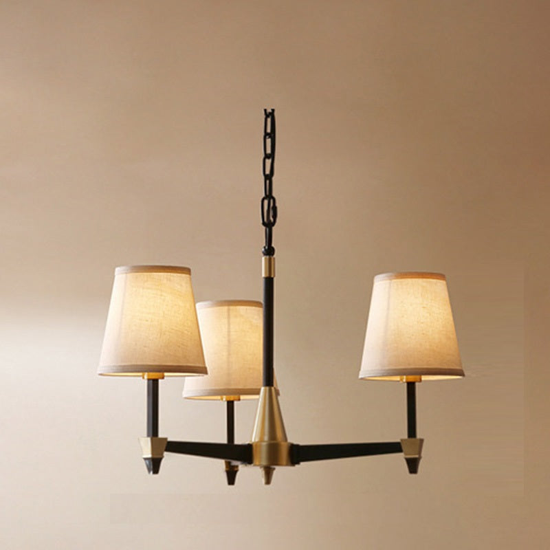 Traditional Vintage Round Branch Linen Copper 3/6/8/10 Light Chandelier For Living Room