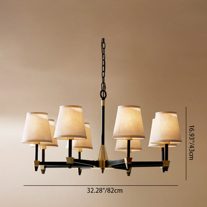 Lustre Traditionnel Vintage Rond Branche Lin Cuivre 3/6/8/10 Lumières Pour Salon 