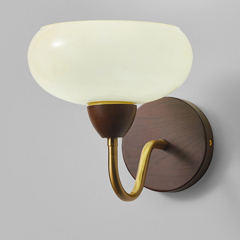 Applique murale 1 lumière en bois de frêne avec verre plissé demi-rond vintage traditionnel pour chambre 