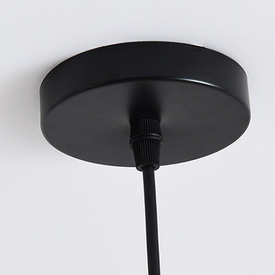 Suspension lumineuse 1 lumière en bambou creux rond traditionnel japonais en fer pour salon 