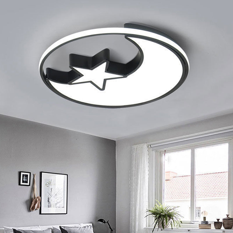 Plafonnier LED moderne minimaliste en acrylique, aluminium et fer en forme de cercle étoile croissant pour chambre 