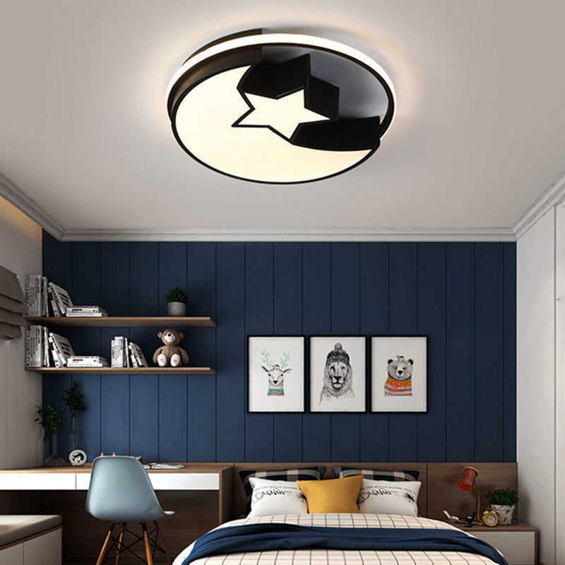 Plafonnier LED moderne minimaliste en acrylique, aluminium et fer en forme de cercle étoile croissant pour chambre 