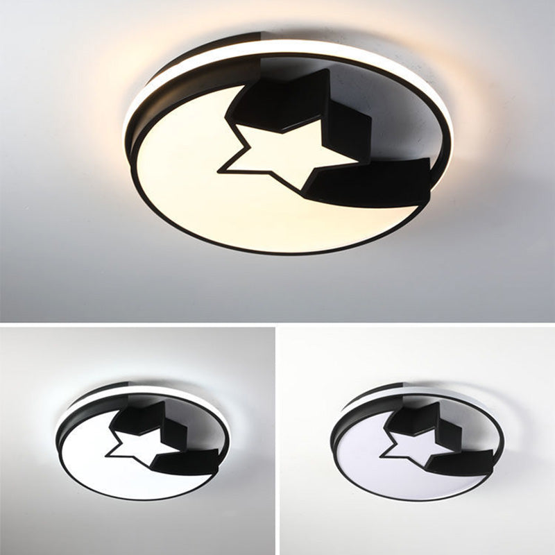 Plafonnier LED moderne minimaliste en acrylique, aluminium et fer en forme de cercle étoile croissant pour chambre 