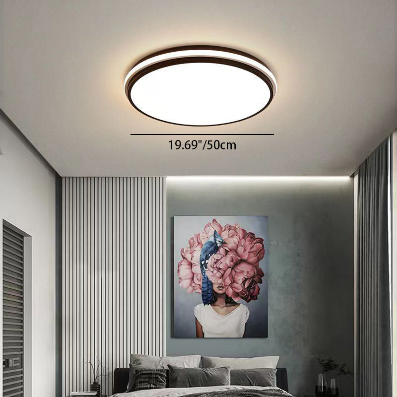 Plafonnier LED rond minimaliste moderne en acrylique et fer pour chambre à coucher 