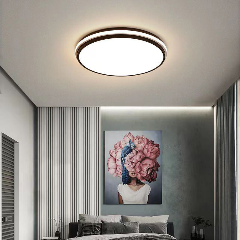 Plafonnier LED rond minimaliste moderne en acrylique et fer pour chambre à coucher 