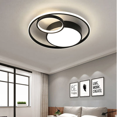 Plafonnier LED rond minimaliste moderne en acrylique et fer pour chambre à coucher 
