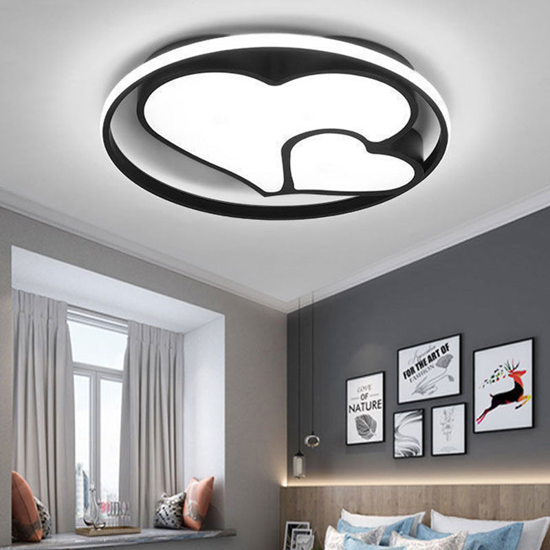 Plafonnier LED rond minimaliste moderne en acrylique et fer pour chambre à coucher 