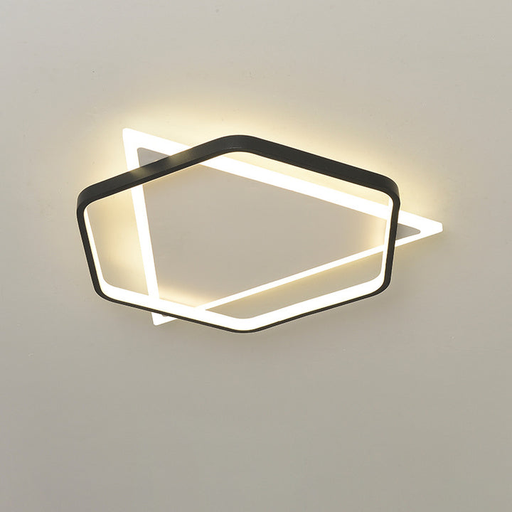 Modern Minimalist Triangle Hexagonal Acrylic Iron LED Flush Mount Ceiling Light For Living Room