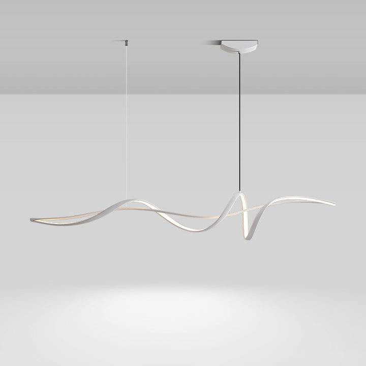 Zeitgenössischer skandinavischer langer Kurven-Acryl-Aluminium-Eisen-LED-Insel-Licht-Kronleuchter für das Wohnzimmer 