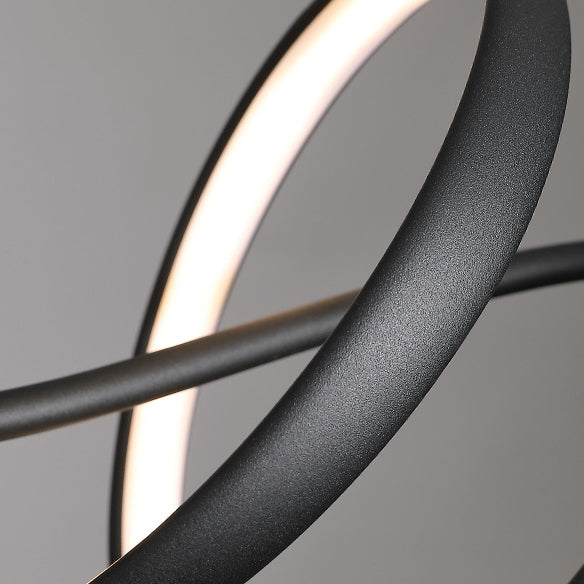 Zeitgenössischer skandinavischer langer Kurven-Acryl-Aluminium-Eisen-LED-Insel-Licht-Kronleuchter für das Wohnzimmer 