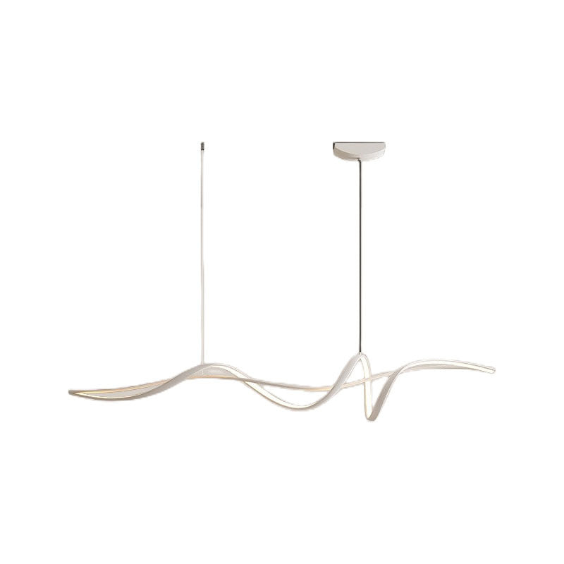 Zeitgenössischer skandinavischer langer Kurven-Acryl-Aluminium-Eisen-LED-Insel-Licht-Kronleuchter für das Wohnzimmer 