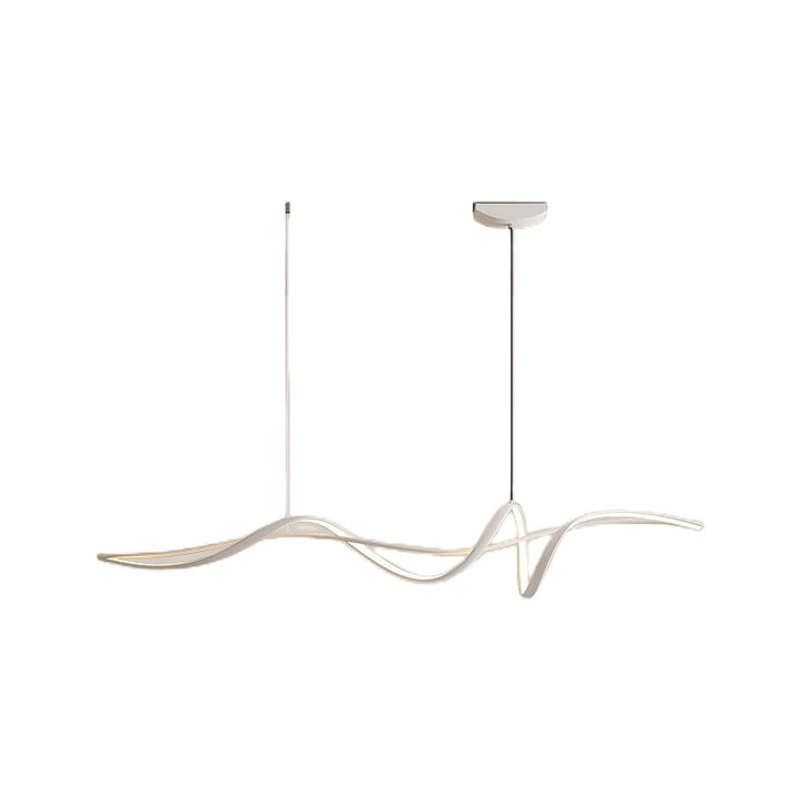 Zeitgenössischer skandinavischer langer Kurven-Acryl-Aluminium-Eisen-LED-Insel-Licht-Kronleuchter für das Wohnzimmer 