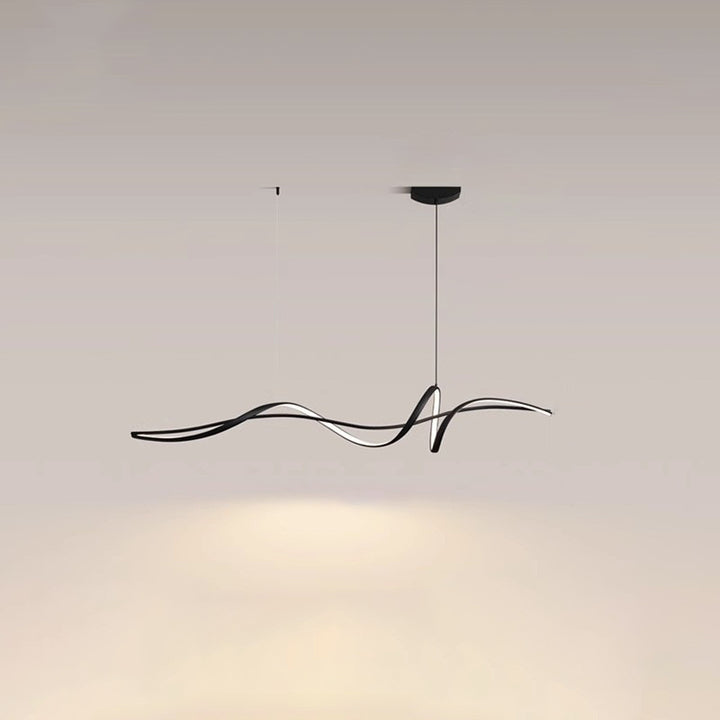 Zeitgenössischer skandinavischer langer Kurven-Acryl-Aluminium-Eisen-LED-Insel-Licht-Kronleuchter für das Wohnzimmer 