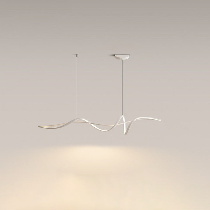Zeitgenössischer skandinavischer langer Kurven-Acryl-Aluminium-Eisen-LED-Insel-Licht-Kronleuchter für das Wohnzimmer 