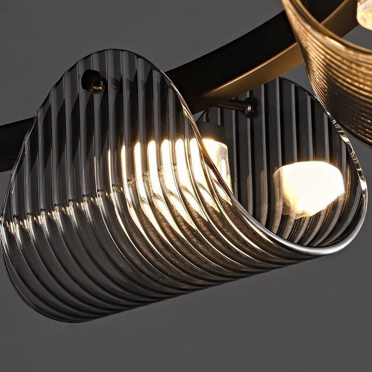 Zeitgenössische skandinavische gebogene Bogen-Glas-Hardware-LED-Pendelleuchte für das Schlafzimmer 