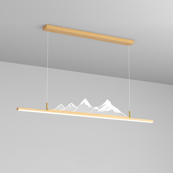 ثريا جزيرة LED من الألمنيوم الأكريليك بتصميم جبلي طويل تقليدي صيني لغرفة المعيشة 