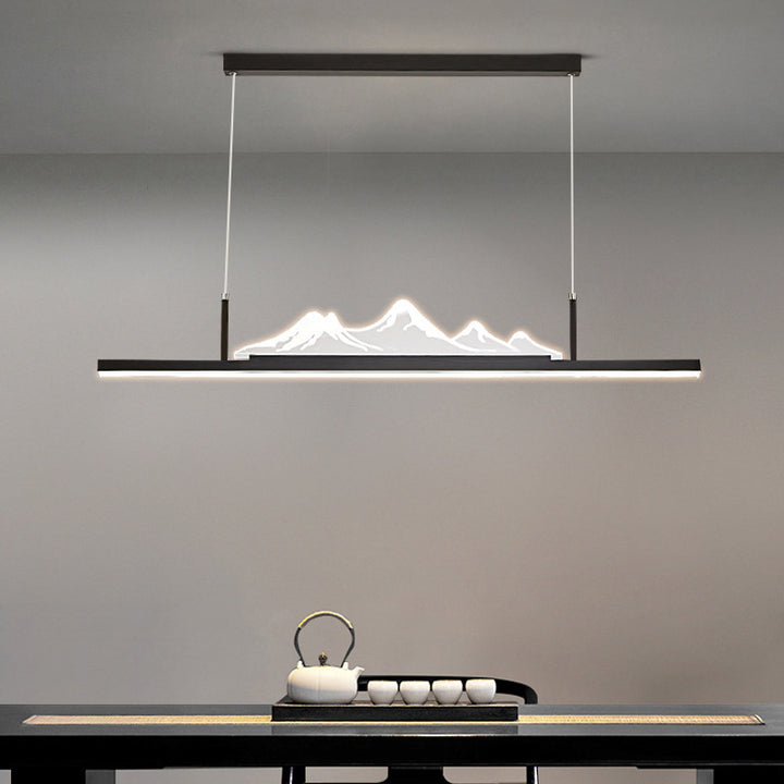 ثريا جزيرة LED من الألمنيوم الأكريليك بتصميم جبلي طويل تقليدي صيني لغرفة المعيشة 