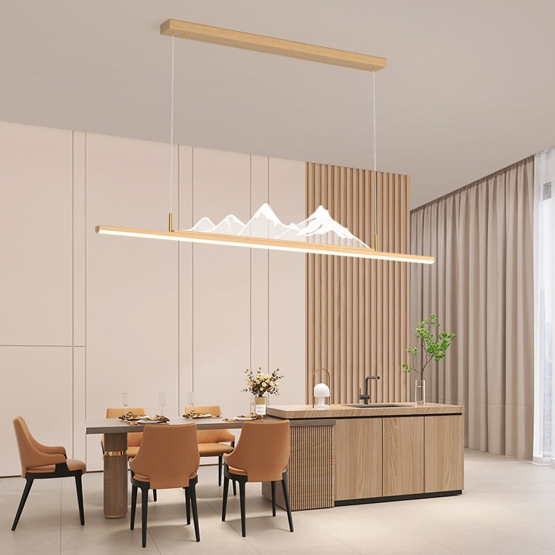 ثريا جزيرة LED من الألمنيوم الأكريليك بتصميم جبلي طويل تقليدي صيني لغرفة المعيشة 