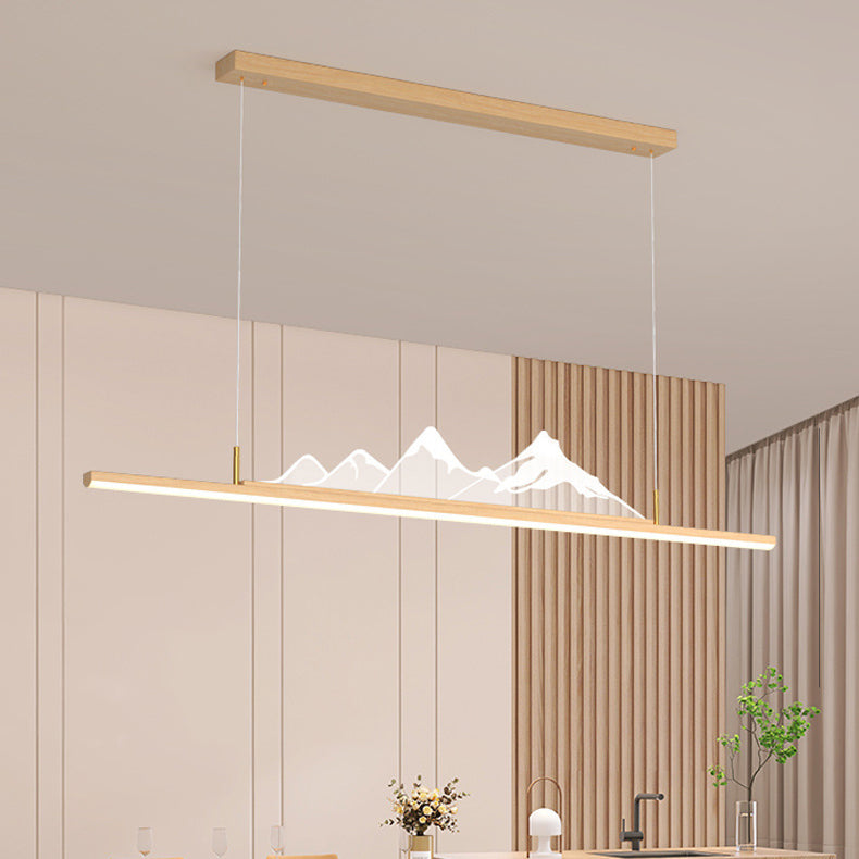 ثريا جزيرة LED من الألمنيوم الأكريليك بتصميم جبلي طويل تقليدي صيني لغرفة المعيشة 
