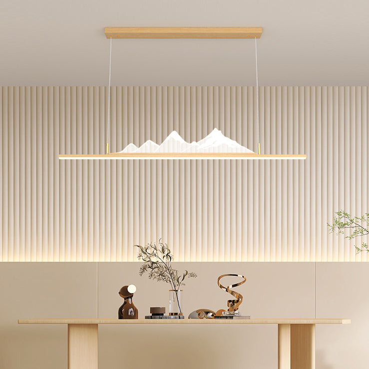 ثريا جزيرة LED من الألمنيوم الأكريليك بتصميم جبلي طويل تقليدي صيني لغرفة المعيشة 
