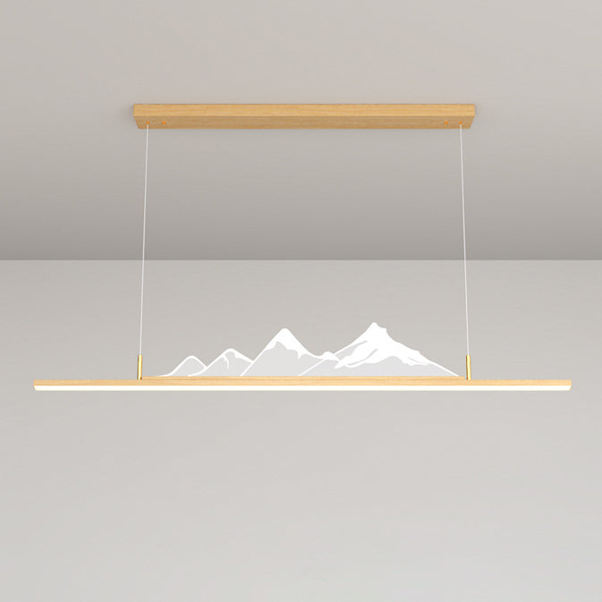 ثريا جزيرة LED من الألمنيوم الأكريليك بتصميم جبلي طويل تقليدي صيني لغرفة المعيشة 
