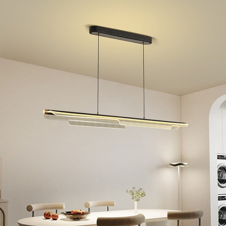 Zeitgenössischer skandinavischer gebogener langer unregelmäßiger quadratischer Acryl-Aluminium-Eisen-LED-Insellicht-Kronleuchter für das Wohnzimmer 