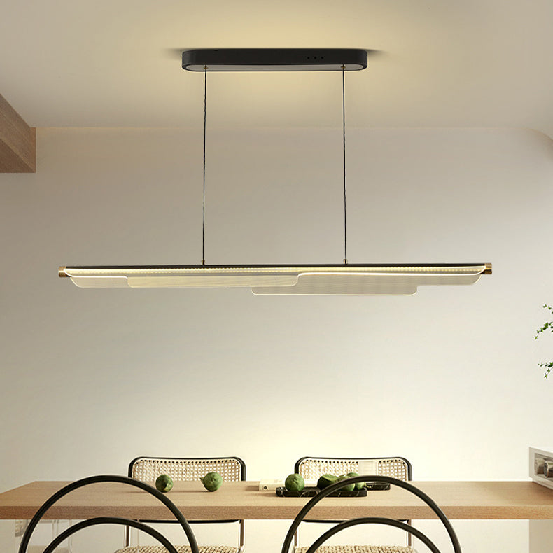 Zeitgenössischer skandinavischer gebogener langer unregelmäßiger quadratischer Acryl-Aluminium-Eisen-LED-Insellicht-Kronleuchter für das Wohnzimmer 