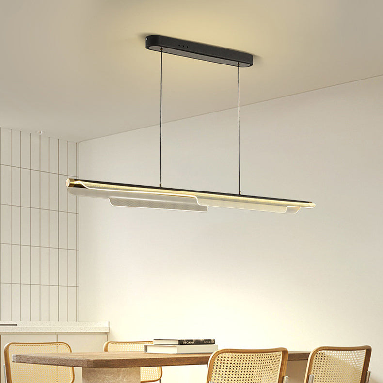 Zeitgenössischer skandinavischer gebogener langer unregelmäßiger quadratischer Acryl-Aluminium-Eisen-LED-Insellicht-Kronleuchter für das Wohnzimmer 